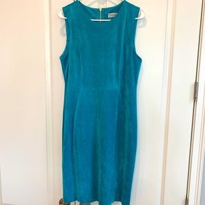 Calvin Klein Suede Teal Dress with Gold Zipper